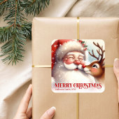 Classic Santa Rudolph Personalized Christmas Kids  スクエアシール