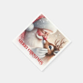 Classic Santa Rudolph Xmas Celebration Napkins スタンダードカクテルナプキン (角)