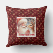 Classic Santa Rudolph Xmas Pillow Cute Holiday Joy クッション (裏面)