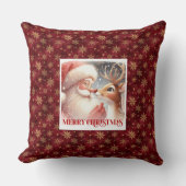 Classic Santa Rudolph Xmas Pillow Cute Holiday Joy クッション (正面)