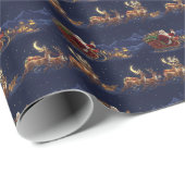 Classic Santa Sleigh Ride & Reindeer Christmas  ラッピングペーパー (ロールコーナー)