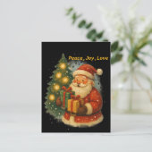Classic Santa Under the Tree Christmas Post Card ポストカード (スタンド正面)