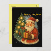Classic Santa Under the Tree Christmas Post Card ポストカード (正面/裏面)