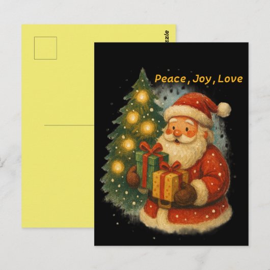 Classic Santa Under the Tree Christmas Post Card ポストカード (正面/裏面)