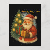 Classic Santa Under the Tree Christmas Post Card ポストカード (正面)