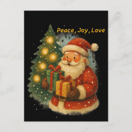 Classic Santa Under the Tree Christmas Post Card ポストカード