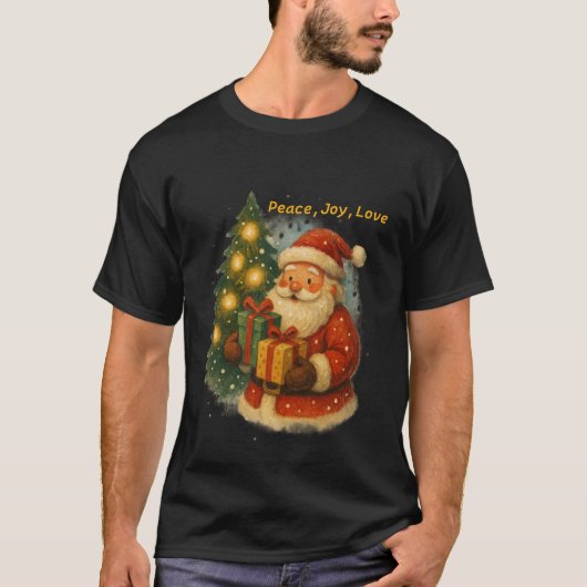 Classic Santa Under the Tree Christmas T-shirt Tシャツ (正面)