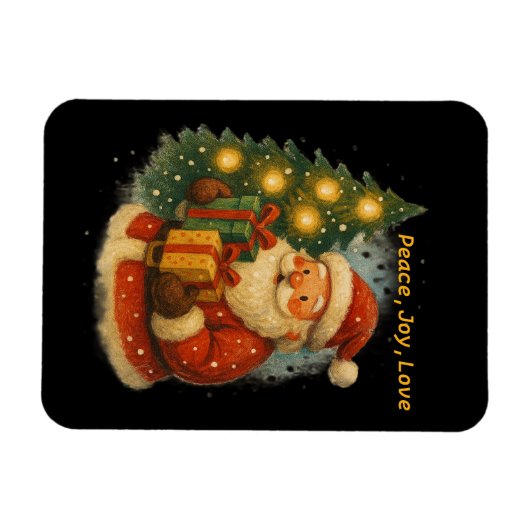“Classic Santa Under the Tree Holiday Magnet” マグネット (横)