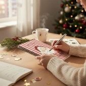 Classic Santa Watercolor Red Stripe Holiday ノートブック