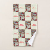 Classic Santa White Checking It Twice Holiday バスタオルセット (ハンドタオル)