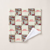 Classic Santa White Checking It Twice Holiday バスタオルセット (ウォッシュタオル)