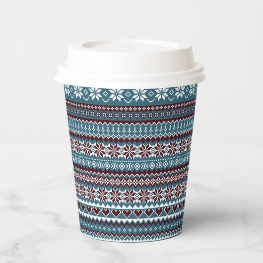 Classic Scandinavian Christmas Sweater Pattern 紙コップ (左)