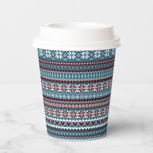 Classic Scandinavian Christmas Sweater Pattern 紙コップ (裏面)
