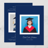 Classic Scholar Blue High School Photo Grad 案内状 (正面/裏面)