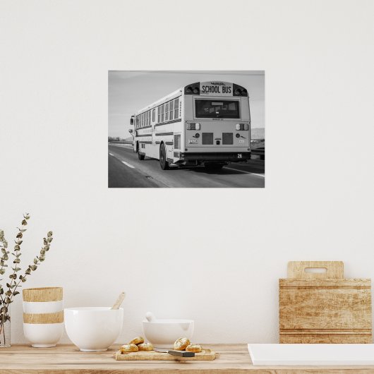 Classic School Bus Retro Americana ポスター (キッチン)