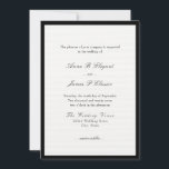 Classic Script Black Wedding Invitation 招待状<br><div class="desc">Elegant wedding invitation with classic script and plain text. General introduction: the pleasure of your company is requested at the wedding of. Black text on a white background within a black border. The back is black.</div>