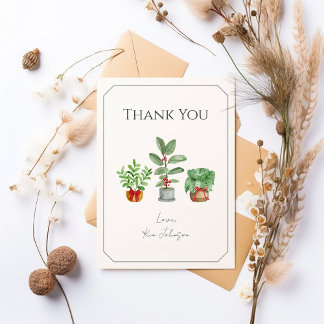 Classic Script Botanical Greenery Thank You Card サンキューカード