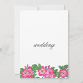Classic script bright pink green floral wedding 招待状 (裏面)