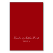 Classic Script Elegant Custom Names Red Place Card テーブルナンバー (正面)