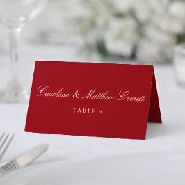 Classic Script Elegant Custom Names Red Place Card テーブルナンバー