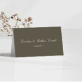 Classic Script Elegant Custom Olive Place Card テーブルナンバー