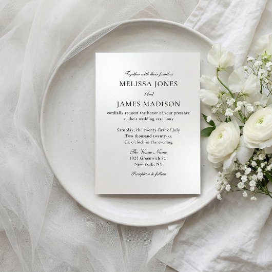 Classic Script Elegant QR Code 4 Photo Wedding チラシ