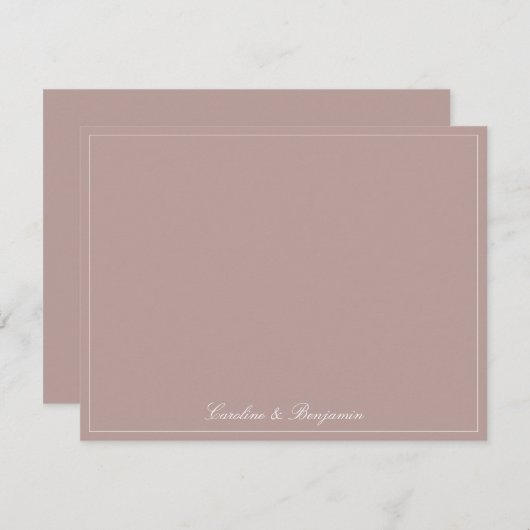 Classic Script Elegant Wedding Custom Name Mauve サンキューカード (正面/裏面)