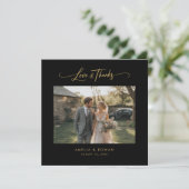 Classic Script Formal Wedding Photo Square サンキューカード (スタンド正面)