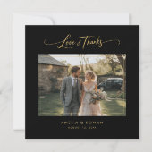 Classic Script Formal Wedding Photo Square サンキューカード (正面)