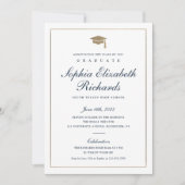 Classic Script Gold Photo Graduation Invitation 招待状 (正面)