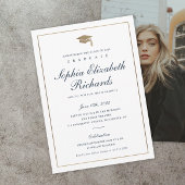 Classic Script Gold Photo Graduation Invitation 招待状
