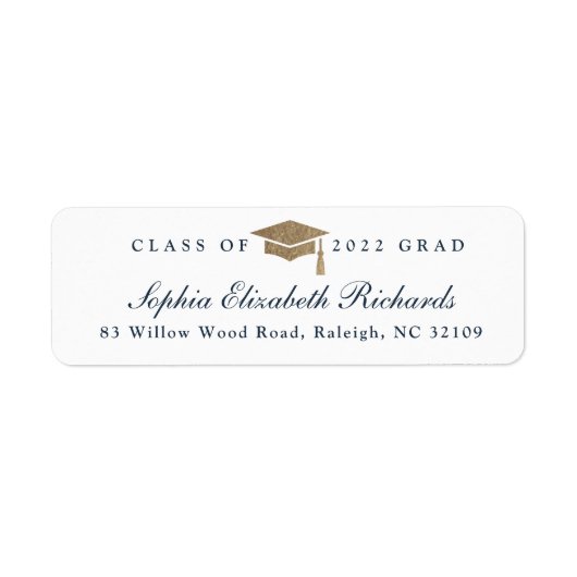Classic Script Graduation Return Address Label ラベル (正面)