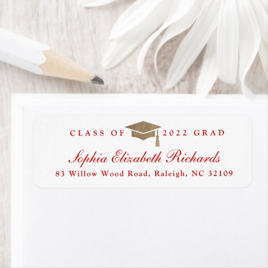 Classic Script Graduation Return Address Label ラベル (インサイチュ)