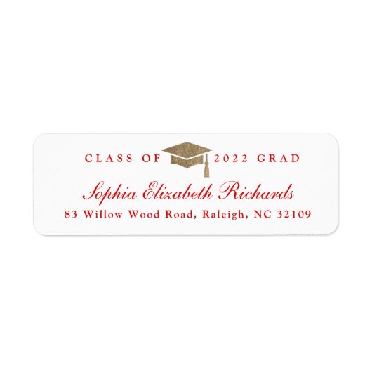 Classic Script Graduation Return Address Label ラベル (正面)
