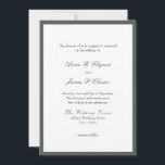 Classic Script Green Wedding Invitation 招待状<br><div class="desc">Elegant wedding invitation with classic script and plain text. General introduction: the pleasure of your company is requested at the wedding of. Black text on a white background within a green border. The back is green.</div>