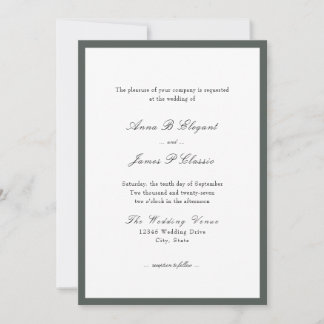 Classic Script Green Wedding Invitation 招待状