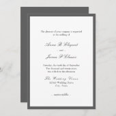 Classic Script Grey White Wedding Invitation 招待状 (正面/裏面)
