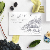 Classic Script Italian Vineyard Elegant Wedding 出欠カード