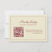 Classic Script Ivory Monogram Wedding QR Code 出欠カード (正面)