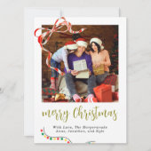Classic Script Merry Christmas Ribbon Accent  シーズンカード (正面)
