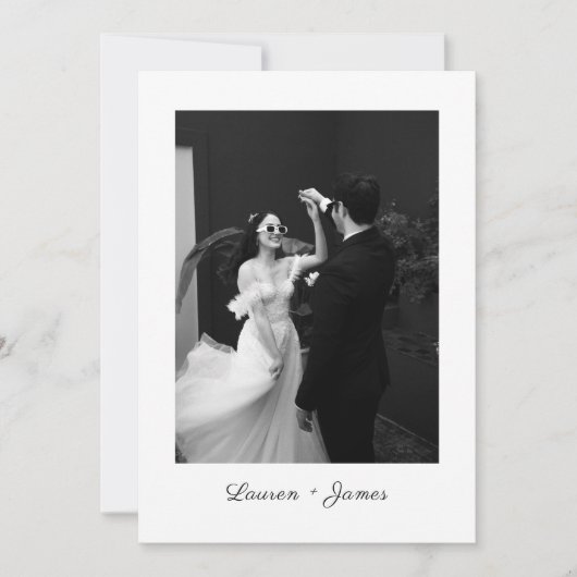 Classic Script Wedding Photo Thank You Card サンキューカード (正面)