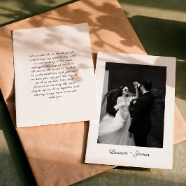 Classic Script Wedding Photo Thank You Card サンキューカード