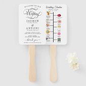 Classic Script Wedding Program and Timeline ハンドファン (正面&裏面)