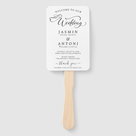 Classic Script Wedding Program and Timeline ハンドファン (正面)