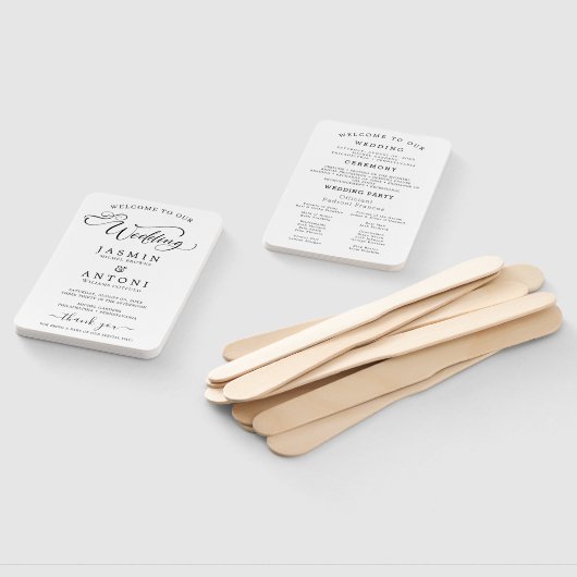 Classic Script Wedding Program and Timeline ハンドファン (組立なし)