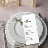 Classic Script Wedding Reception Menu メニュー