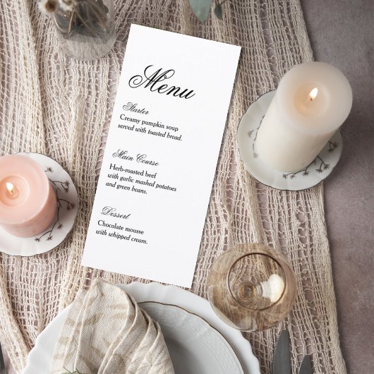 Classic Script Wedding Reception Menu メニュー