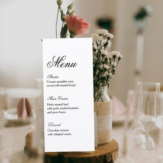Classic Script Wedding Reception Menu メニュー