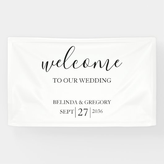 Classic Script Welcome Wedding Hanging Sign  横断幕 (横)