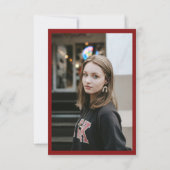 Classic Script Wine Red Coquette Graduation Photo サンキューカード (裏面)